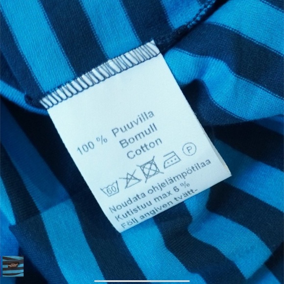 Marimekko Turquoise & Black Long Sleeve Midi Dress Sz XL Fits L - Picture 3 of 3